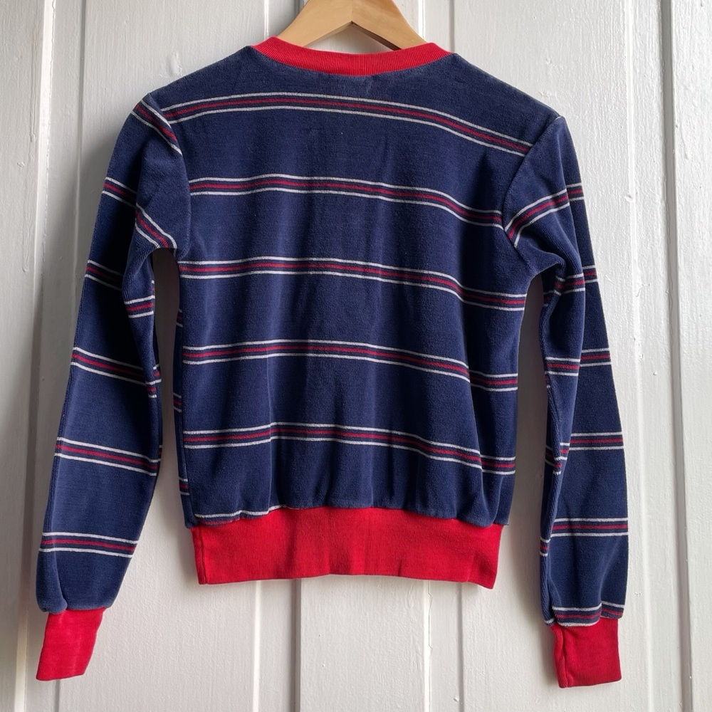 Vintage 70s/80s Sands Point Striped Velour Boys Pullover - Picture 2 of 5